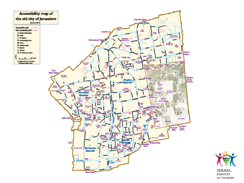 Old City of Jerusalem accessibility map